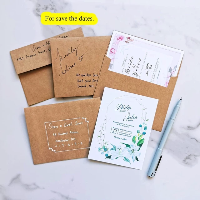 Alt view image 6 of 7 - 500 Pcs A2 Invitation Envelopes in Kraft Brown Peel & Press Self Seal 4 3/8 x 5 3/4 Square Flap Envelopes RSVP Return Envelopes 100lb. for Announcement Mailing 4x5 Greeting Cards Photo 1/4 Fold Cards