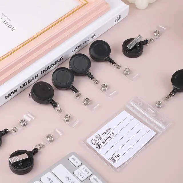 Alt view image 5 of 6 - 30 Pack Retractable Badge Reels with Swivel Alligator Clip, Black 23.6" Retractable Cord, Abs Shell, Secure 360° Clip, For Badges, Keys, Nurses, Teachers, Office Use