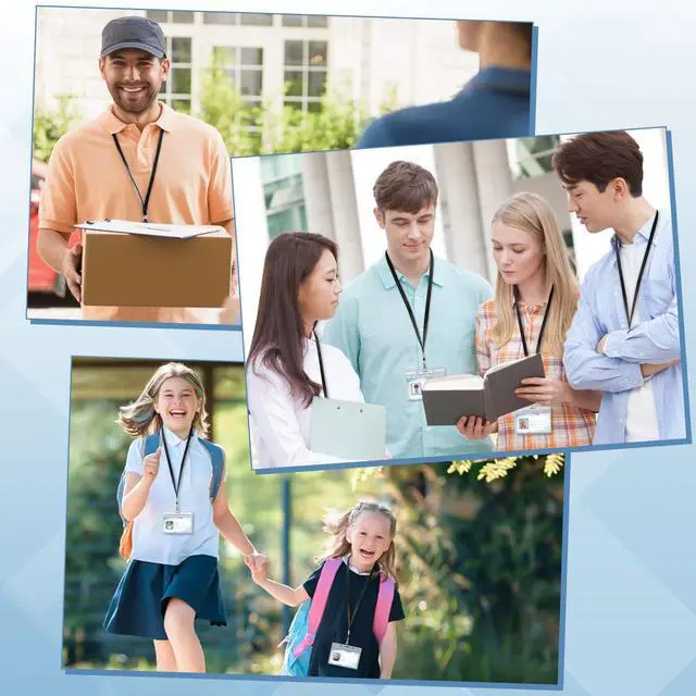 Alt view image 7 of 7 - 50 Pack Name Tag Lanyards with ID Holders, Black, Horizontal Badge Holder Polyester lanyards, clear waterproof holders, 17.7 in strap, fits cards up to 3.74 x 2.2 in, for school or office
