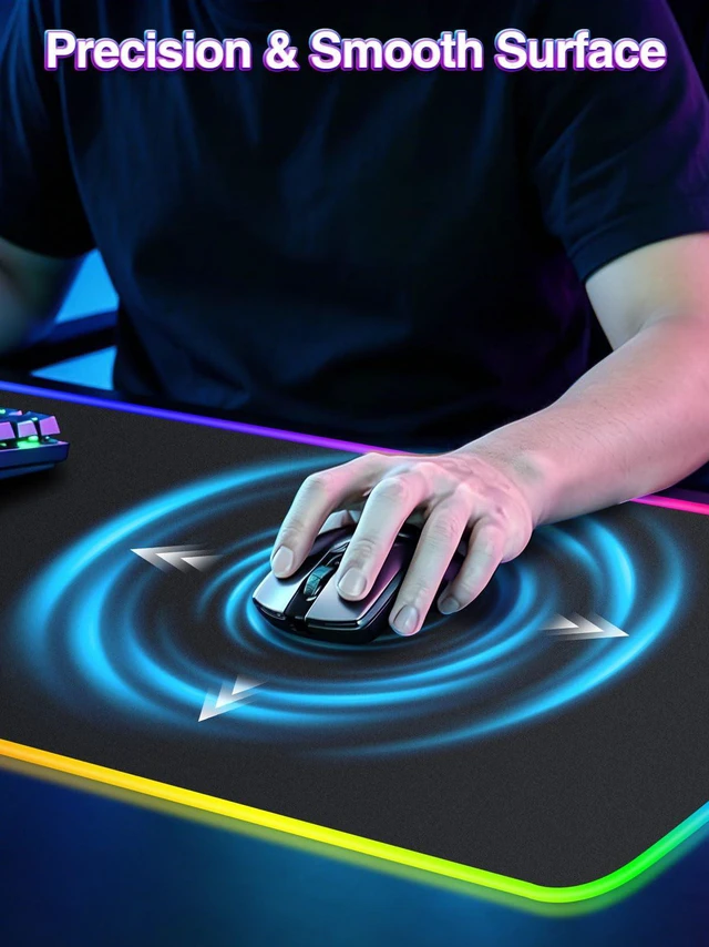 Alt view image 6 of 7 - XXL RGB Gaming Mouse Pad with 15W Magnetic Wireless Charger 31.5'' x 15.8'' Extra Large LED Desk Mat, 24 Light Effects, Non-Slip Rubber Base, Waterproof Easy Gliding Surface