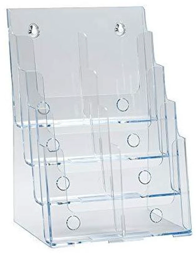 Alt view image 5 of 6 - 252377, Clear Four-Tier Eight-Pocket Trifold Brochure Holder, Document Holder Desk Organizer for Countertop or Wall Mount Menu Holder Display Stand for Flyers, Leaflets and Pamphlets