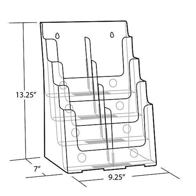 Alt view image 6 of 6 - 252377, Clear Four-Tier Eight-Pocket Trifold Brochure Holder, Document Holder Desk Organizer for Countertop or Wall Mount Menu Holder Display Stand for Flyers, Leaflets and Pamphlets