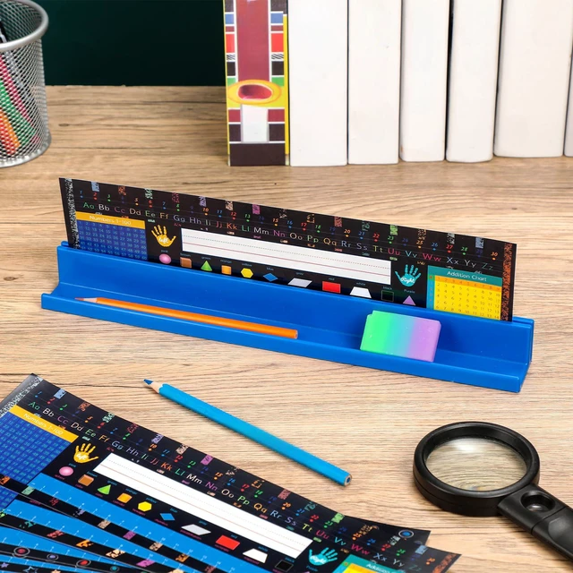 Alt view image 3 of 7 - 20 Pcs Classroom Desk Name Plates Holder Set Index Cards Storage Classroom Name Tags Kids Desk Accessories Desktop Helper Prop and Park Station Tray Organizer Water
