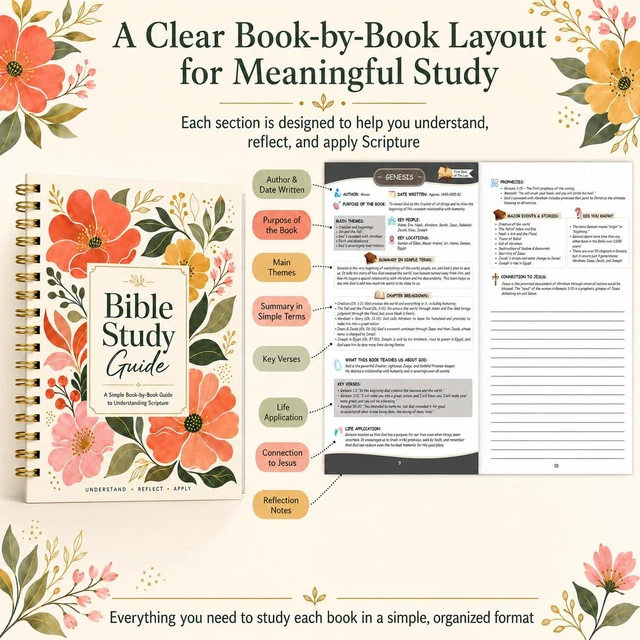 Alt view image 4 of 7 - Bible Study Guide for Women, Book-by-Book Overview of All 66 Books, B5 Size Spiral-Bound with Pocket Scripture Companion for Personal Devotions, Group Study, Reflection, Notes and Faith Growth