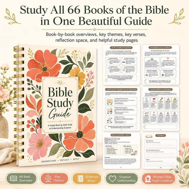 Alt view image 3 of 7 - Bible Study Guide for Women, Book-by-Book Overview of All 66 Books, B5 Size Spiral-Bound with Pocket Scripture Companion for Personal Devotions, Group Study, Reflection, Notes and Faith Growth