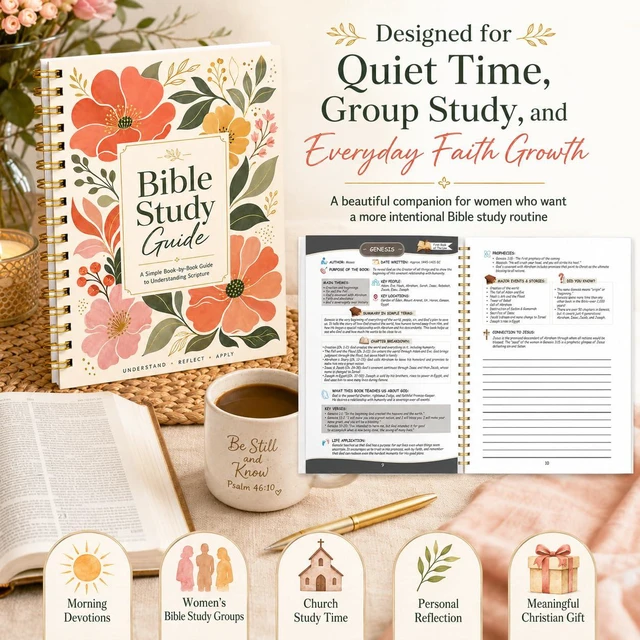 Alt view image 6 of 7 - Bible Study Guide for Women, Book-by-Book Overview of All 66 Books, B5 Size Spiral-Bound with Pocket Scripture Companion for Personal Devotions, Group Study, Reflection, Notes and Faith Growth