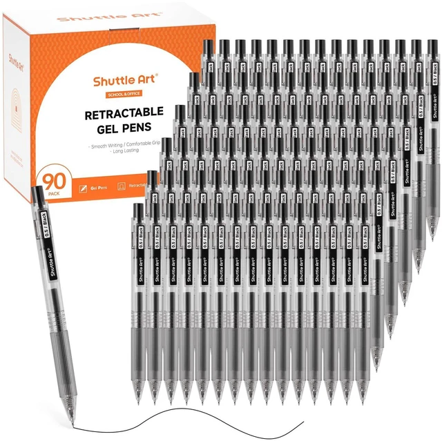 Main image of Black Gel Pens, Ink Glide Series 90 Pack Retractable 0.5mm Fine Point Rollerball Gel Ink Pens Bulk Set Quick Drying Smooth Writing with Grip for Journaling Note Taking Office School Home