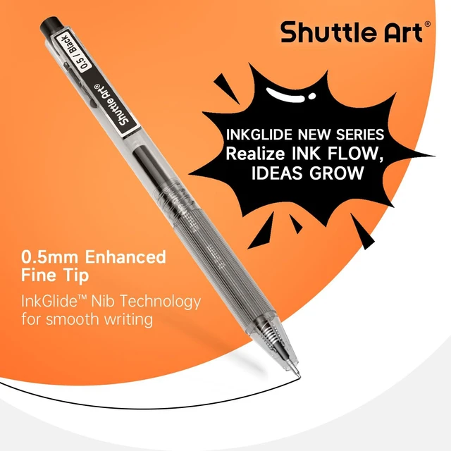 Alt view image 4 of 7 - Black Gel Pens, Ink Glide Series 90 Pack Retractable 0.5mm Fine Point Rollerball Gel Ink Pens Bulk Set Quick Drying Smooth Writing with Grip for Journaling Note Taking Office School Home
