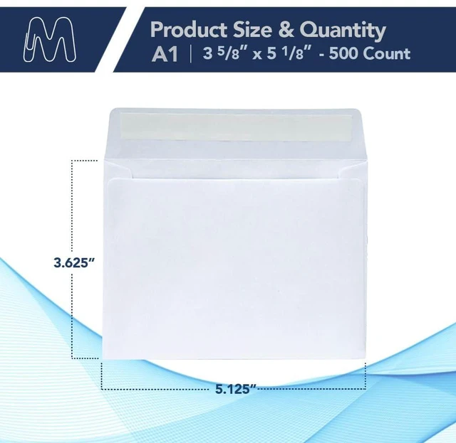 Alt view image 2 of 6 - MOS White RSVP Envelopes A1 4Bar (3.625 x 5.125 Inch) 500 Pack, Self-Seal Heavyweight for 3.5 x 5 Cards, Thank You Notes, Gift Cards, Wedding Response Cards, Note Cards