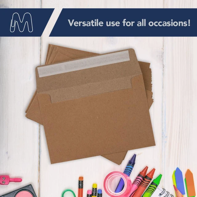 Alt view image 5 of 6 - MOS Kraft RSVP Envelopes A1 4Bar (3.625 x 5.125 Inch) 500 Pack, Self-Seal Heavyweight Brown Envelopes for 3.5 x 5 Cards, Thank You Notes, Gift Cards, Rustic Wedding Response Cards