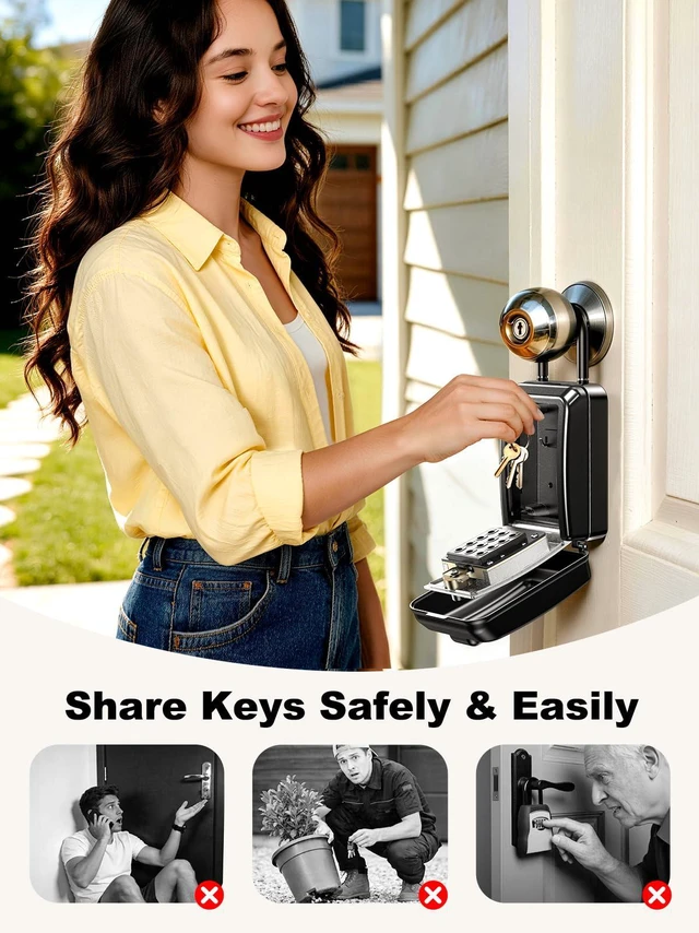 Alt view image 2 of 7 - Lock Box for Keys with Code, Portable Shackle Key Lock Box with Resettable Code, 12-Digit Combination Outdoor Lockbox, Large Capacity & Weatherproof Key Safe Storage for Home, Office, Apartment