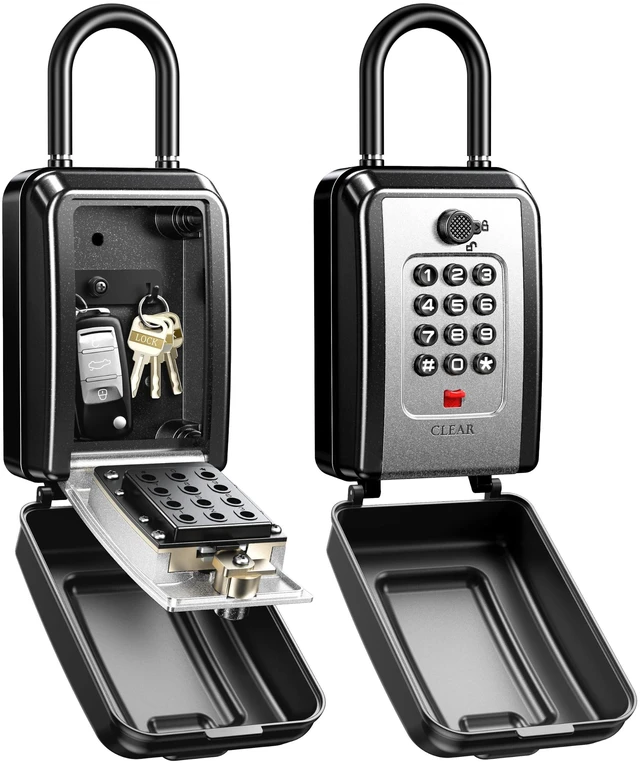 Main image of Lock Box for Keys with Code, Portable Shackle Key Lock Box with Resettable Code, 12-Digit Combination Outdoor Lockbox, Large Capacity & Weatherproof Key Safe Storage for Home, Office, Apartment