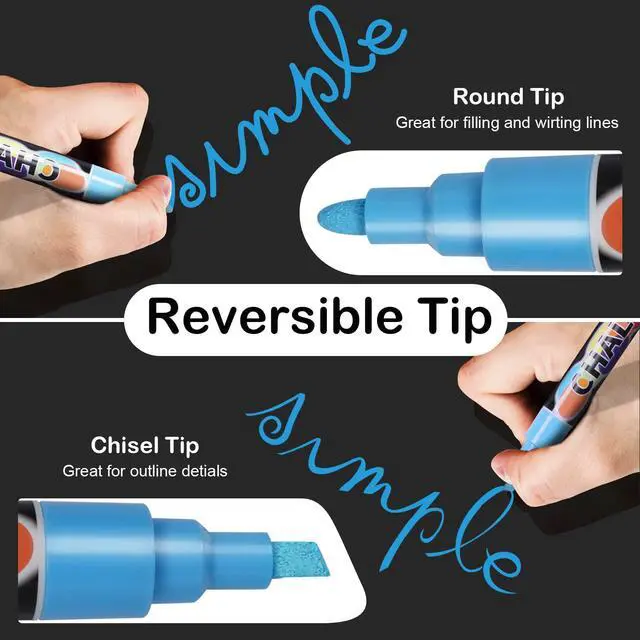 Alt view image 3 of 7 - Liquid Chalk Markers Pens - 24 Colors Washable & Wet Erase Neon Chalk Makers for Blackboard, Chalkboard Signs, Glass Window, Graduation Celebration School Kids Art - Erasable Window Markers for Cars