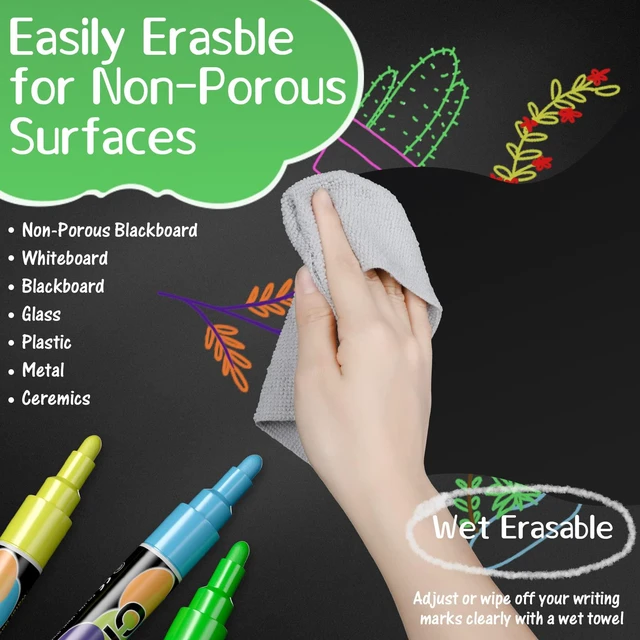 Alt view image 4 of 7 - Liquid Chalk Markers Pens - 24 Colors Washable & Wet Erase Neon Chalk Makers for Blackboard, Chalkboard Signs, Glass Window, Graduation Celebration School Kids Art - Erasable Window Markers for Cars
