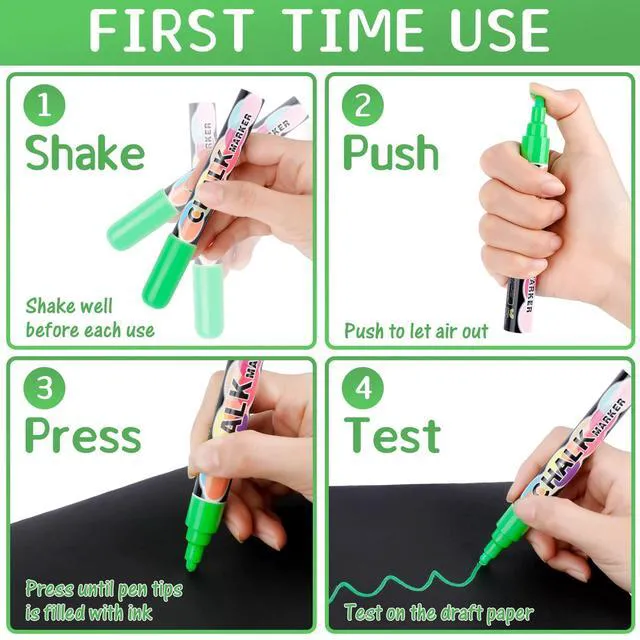 Alt view image 6 of 7 - Liquid Chalk Markers Pens - 24 Colors Washable & Wet Erase Neon Chalk Makers for Blackboard, Chalkboard Signs, Glass Window, Graduation Celebration School Kids Art - Erasable Window Markers for Cars