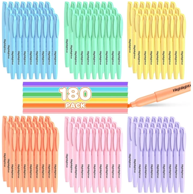 Main image of 180 Pack Pastel Highlighters Assorted Colors Bulk - Back to School Supplies