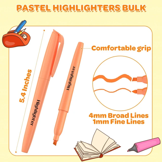 Alt view image 3 of 7 - 180 Pack Pastel Highlighters Assorted Colors Bulk - Back to School Supplies