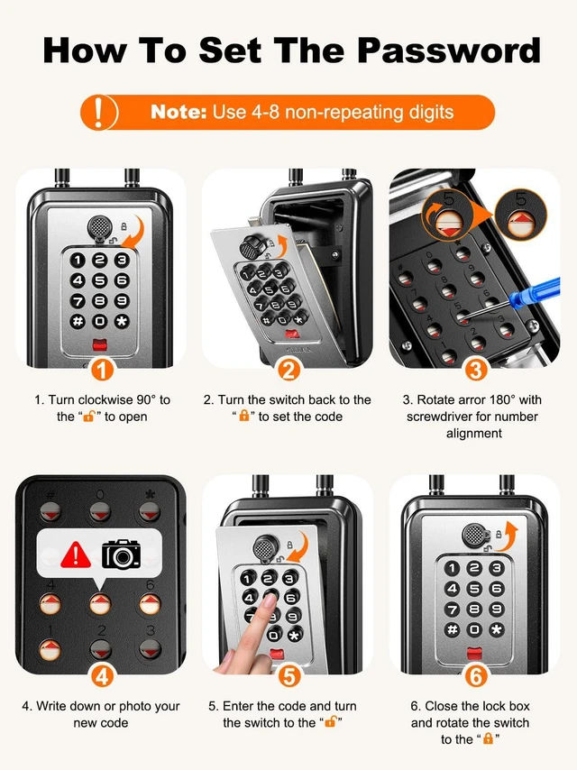 Alt view image 6 of 7 - Lock Box for Keys with Code, Portable Shackle Key Lock Box with Resettable Code, 12-Digit Combination Outdoor Lockbox, Large Capacity & Weatherproof Key Safe Storage for Home, Office, Apartment