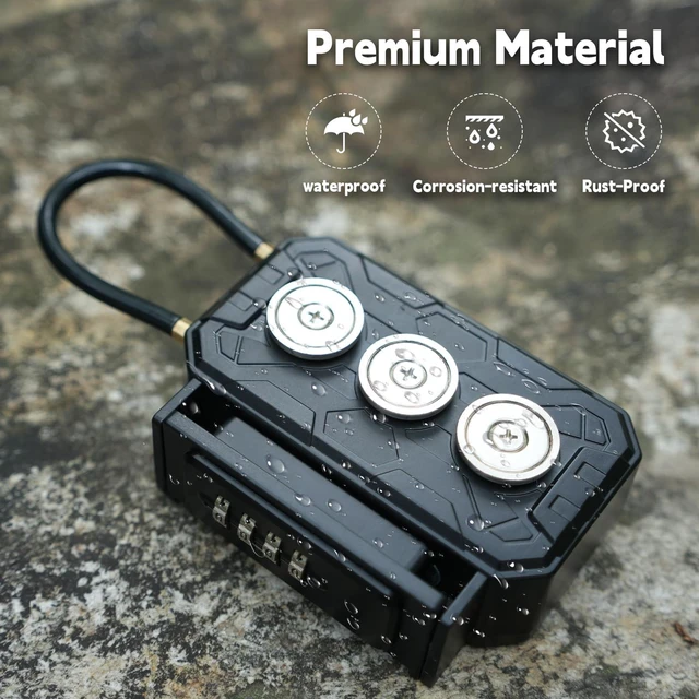 Alt view image 4 of 7 - Lock Box with Magnetic Key Holder,Magnet Key Box for Under car,Hide with Combination Lock with 3xN52 Strong Magnet for Storage Indoors, Outside (Classic, Regular2)