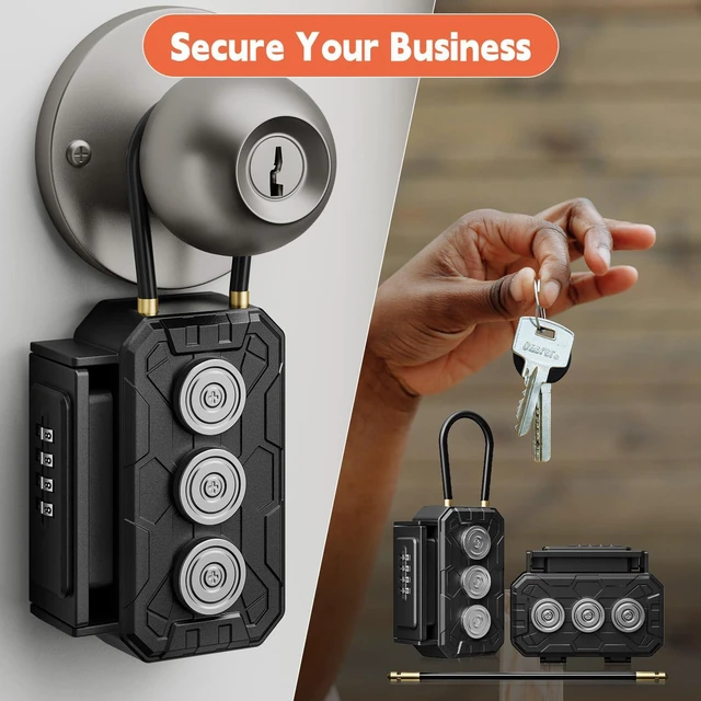 Alt view image 5 of 7 - Lock Box with Magnetic Key Holder,Magnet Key Box for Under car,Hide with Combination Lock with 3xN52 Strong Magnet for Storage Indoors, Outside (Classic, Regular2)