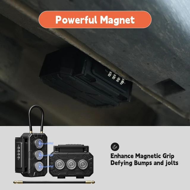 Alt view image 7 of 7 - Lock Box with Magnetic Key Holder,Magnet Key Box for Under car,Hide with Combination Lock with 3xN52 Strong Magnet for Storage Indoors, Outside (Classic, Regular2)