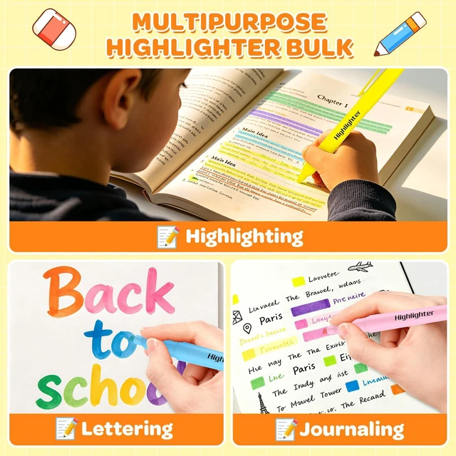 Alt view image 6 of 7 - 180 Pack Pastel Highlighters Assorted Colors Bulk - Back to School Supplies