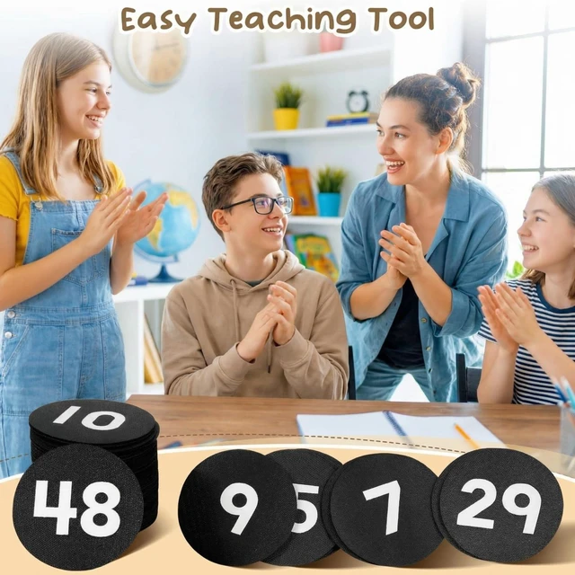 Alt view image 5 of 7 - 48 Pcs Carpet Marker Spots for classroom, Black, White Numbered 1-48 Line up Spots, 4 Inch Markers for Kids, Floor Numbers Rug Organization,Teacher Decoration