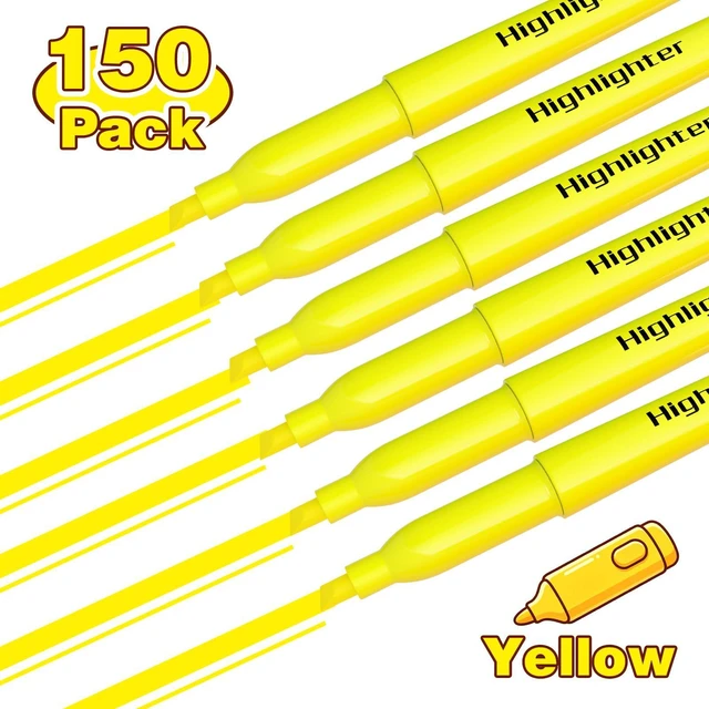 Alt view image 2 of 7 - 180 Pack Yellow Highlighters Bulk - Chisel Tip No Bleed Dry-Quickly Markers Set for Office Classroom Supplies, Back to School Gifts for Students Teachers