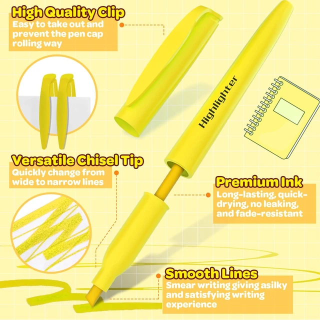 Alt view image 4 of 7 - 180 Pack Yellow Highlighters Bulk - Chisel Tip No Bleed Dry-Quickly Markers Set for Office Classroom Supplies, Back to School Gifts for Students Teachers