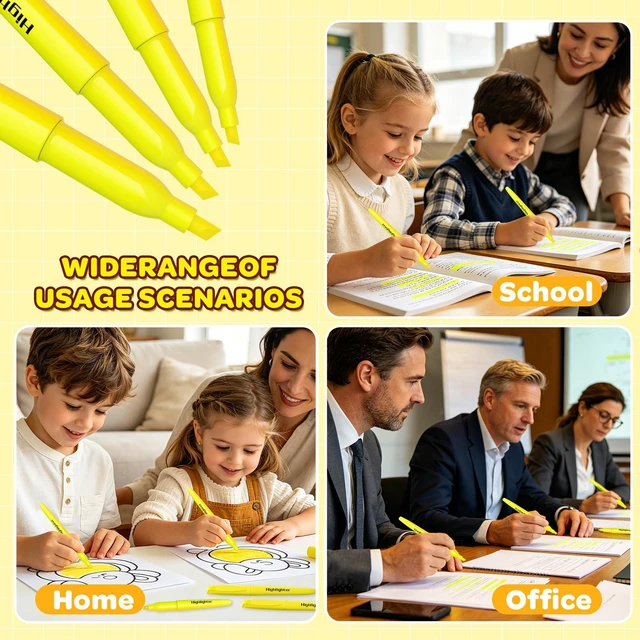 Alt view image 7 of 7 - 180 Pack Yellow Highlighters Bulk - Chisel Tip No Bleed Dry-Quickly Markers Set for Office Classroom Supplies, Back to School Gifts for Students Teachers