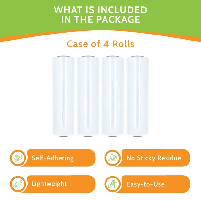 Alt view image 3 of 7 - PSBM Cast Hand Stretch Wrap Plastic Shrink Film 15" x 1000' 120 GA 4 Rolls Stretch Wrap Heavy Duty Plastic Film, Industrial Strength Shrink Packaging for Moving, Packing & Shipping