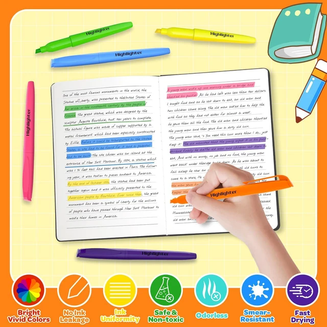 Alt view image 5 of 7 - 192 Pack Highlighters Assorted Colors Bulk - Chisel Tip No Bleed Dry-Quickly Markers Set for Office Classroom Supplies, Back to School Gifts for Students Teachers
