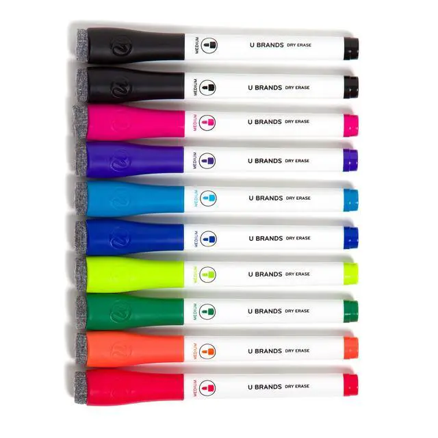 Alt view image 6 of 7 - Fine Tip Dry Erase Markers with Eraser, Low Odor Whiteboard Markers Fine Tip, Assorted Bright Colors, Set of 10