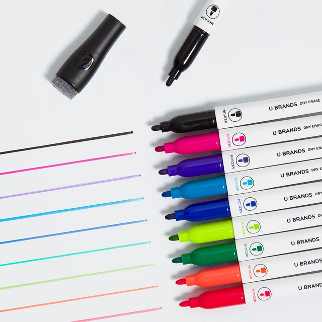 Alt view image 7 of 7 - Fine Tip Dry Erase Markers with Eraser, Low Odor Whiteboard Markers Fine Tip, Assorted Bright Colors, Set of 10