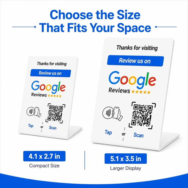 Alt view image 3 of 7 - NFC Tap Google Review Stand, White, Compact 4.3"x2.7", 5-STANDS Boost Customer Feedback, Tap & Scan QR, No App, No Subscription, Works on iPhone & Android
