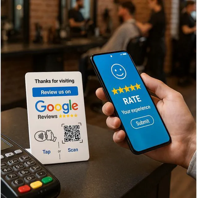 Alt view image 5 of 7 - NFC Tap Google Review Stand, White, Compact 4.3"x2.7", 5-STANDS Boost Customer Feedback, Tap & Scan QR, No App, No Subscription, Works on iPhone & Android