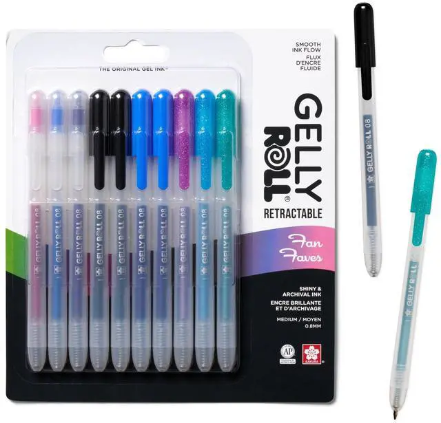 Main image of Gelly Roll Retractable Gel Pens Colored - Sparkle Color Set - Art Gifts, Holiday Gifts & DIY Projects - Medium Point - With Glitter, Metallic, Blue & Black Pens - 10 Pack