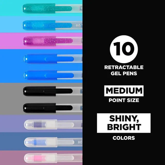 Alt view image 2 of 6 - Gelly Roll Retractable Gel Pens Colored - Sparkle Color Set - Art Gifts, Holiday Gifts & DIY Projects - Medium Point - With Glitter, Metallic, Blue & Black Pens - 10 Pack