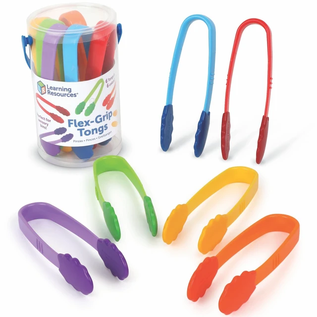 Main image of Flex-Grip Tongs Kids Tweezers, Montessori Grabber Tool, Fine Motor Skills, Sensory Bin Tools, Preschool Classroom Must Haves