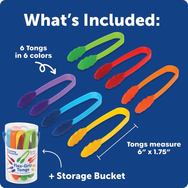 Alt view image 6 of 7 - Flex-Grip Tongs Kids Tweezers, Montessori Grabber Tool, Fine Motor Skills, Sensory Bin Tools, Preschool Classroom Must Haves