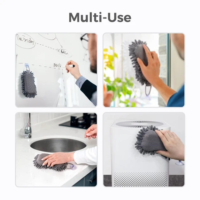 Alt view image 6 of 7 - Microfiber Shag Eraser with Cleaner, Washable Dry Erase Eraser Grey, 4 Pack, Soft Shag Material, Strong Cleaning, Suction Cup Storage, Reusable & Durable, 3.4 fl oz Whiteboard Cleaner