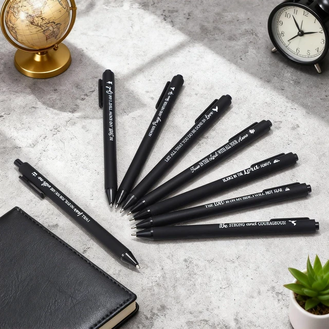 Alt view image 2 of 6 - 80 Pcs Bible Verse Pens Christian Ballpoint Pens Inspirational Quotes Writing Tool Small Retractable Tiny Black Ink Religious Gifts for Women Men Office School (Black)