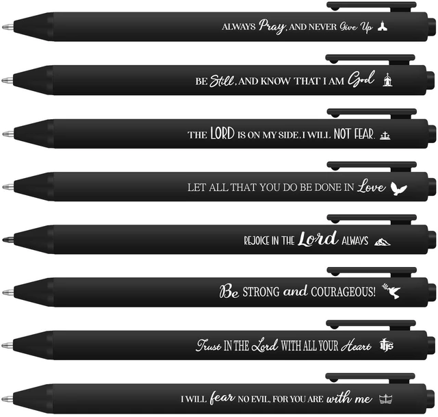 Main image of 80 Pcs Bible Verse Pens Christian Ballpoint Pens Inspirational Quotes Writing Tool Small Retractable Tiny Black Ink Religious Gifts for Women Men Office School (Black)