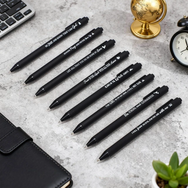 Alt view image 5 of 6 - 80 Pcs Bible Verse Pens Christian Ballpoint Pens Inspirational Quotes Writing Tool Small Retractable Tiny Black Ink Religious Gifts for Women Men Office School (Black)
