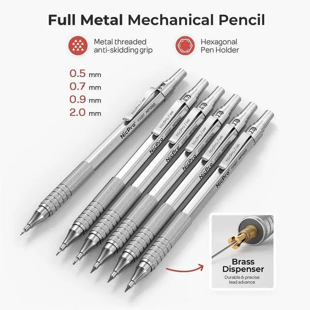 Alt view image 2 of 6 - 30PCS Silver Metal Mechanical Pencils Set in Leather Case Art Drafting Pencil 0.5-0.9 mm, 2mm Lead Pencil Holders for Sketching Drawing, 16 Tube (6B 4B 2B HB 2H 4H Colors)Lead Refills