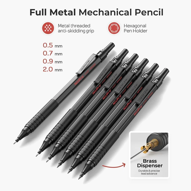Alt view image 2 of 7 - 30PCS Black Metal Mechanical Pencil Set in Leather Case Art Drafting Pencil 0.5-0.9 mm, 2mm Lead Pencil Holders for Sketching Drawing, 16 Tube (6B 4B 2B HB 2H 4H Colors)Lead Refills