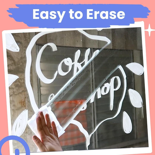 Alt view image 6 of 7 - 15mm Jumbo Car Window Markers for Glass Washable | 2 White 2 Black 4, 15mm Thick Chalk Pens Safe Erasable Liquid Chalk Markers for Blackboard, Chalkboards, Glass Board, Auto, Mirror, Wedding