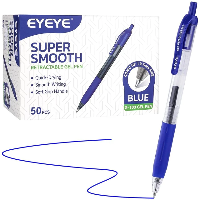 Main image of G-103 Retractable Gel Pens 0.7mm, 50 Pack 0.7 mm Blue Ink Medium Point Ballpoint Pen Quick Drying, Pen Fine Point Smooth Writing Pens for for Office School Supplies