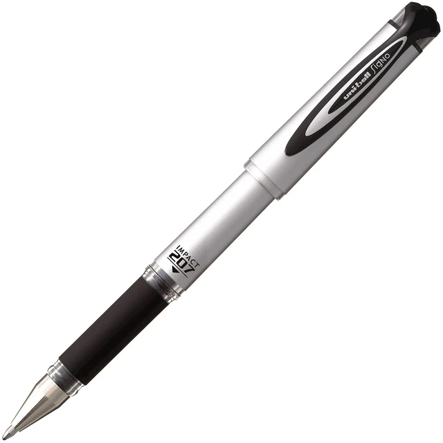 Alt view image 4 of 7 - uniball 207 Impact Gel Pens, Bold Point (1.0mm), Black, 12 Pack Bold gel ink lay-down for pronounced lettering, fraud-resistant uni Super Ink, water & fade-resistant, comfort grip