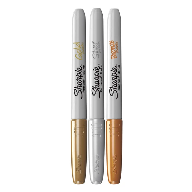 Alt view image 6 of 7 - Fine Tip Permanent Marker - Assorted Metallic Colours/Black (Pack of 4)